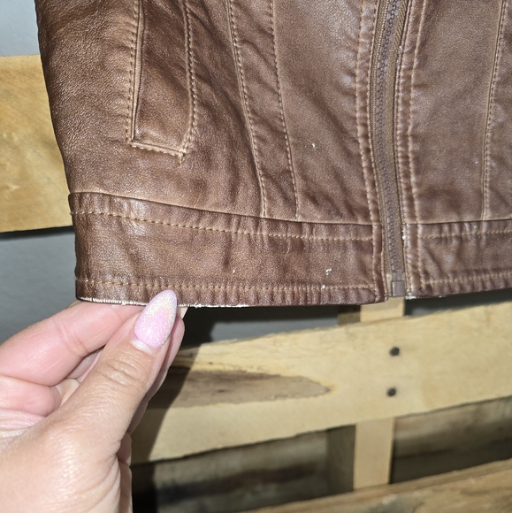 Brown Faux Leather Kids Jacket Size:3T - Picture 4 of 12